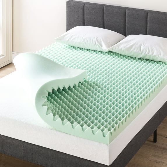 Mellow 4" Egg Crate Memory Foam Mattress Topper with Aloe Vera Infusion, Twin-XL