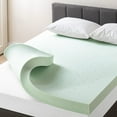 thumbnail image 1 of Mellow 4" Ventilated Memory Foam Mattress Topper with Green Tea Infusion, Short Queen, 1 of 9