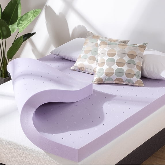 Mellow 4" Ventilated Memory Foam Mattress Topper with Lavender Infusion, Queen