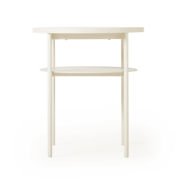 Mellow AIDA Round Multipurpose End and Side Table Set with Storage Shelf, Beige