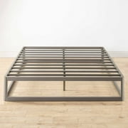 Mellow Ace of Base 12" Round Metal Platform Bed with Steel Slats, Champagne Grey, King