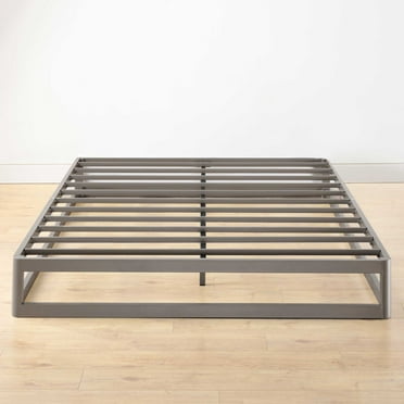 Mellow Ace of Base 9" Metal Platform Bed with Steel Slats, Champagne Grey, Queen