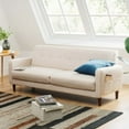 thumbnail image 1 of Mellow Adair Mid-Century Modern Sofa with Armrest Pockets, Tufted Linen Fabric, Ivory Fabric, 1 of 10