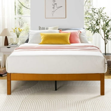 Mellow Asher 14" Bamboo Wood Platform Bed with Wooden Slats, Natural, Queen