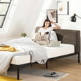 thumbnail image 1 of Mellow BREE Metal Platform Bed with Curved Upholstered Headboard, Steel Slats, Easy Assembly, Espresso Brown, Queen, 1 of 6
