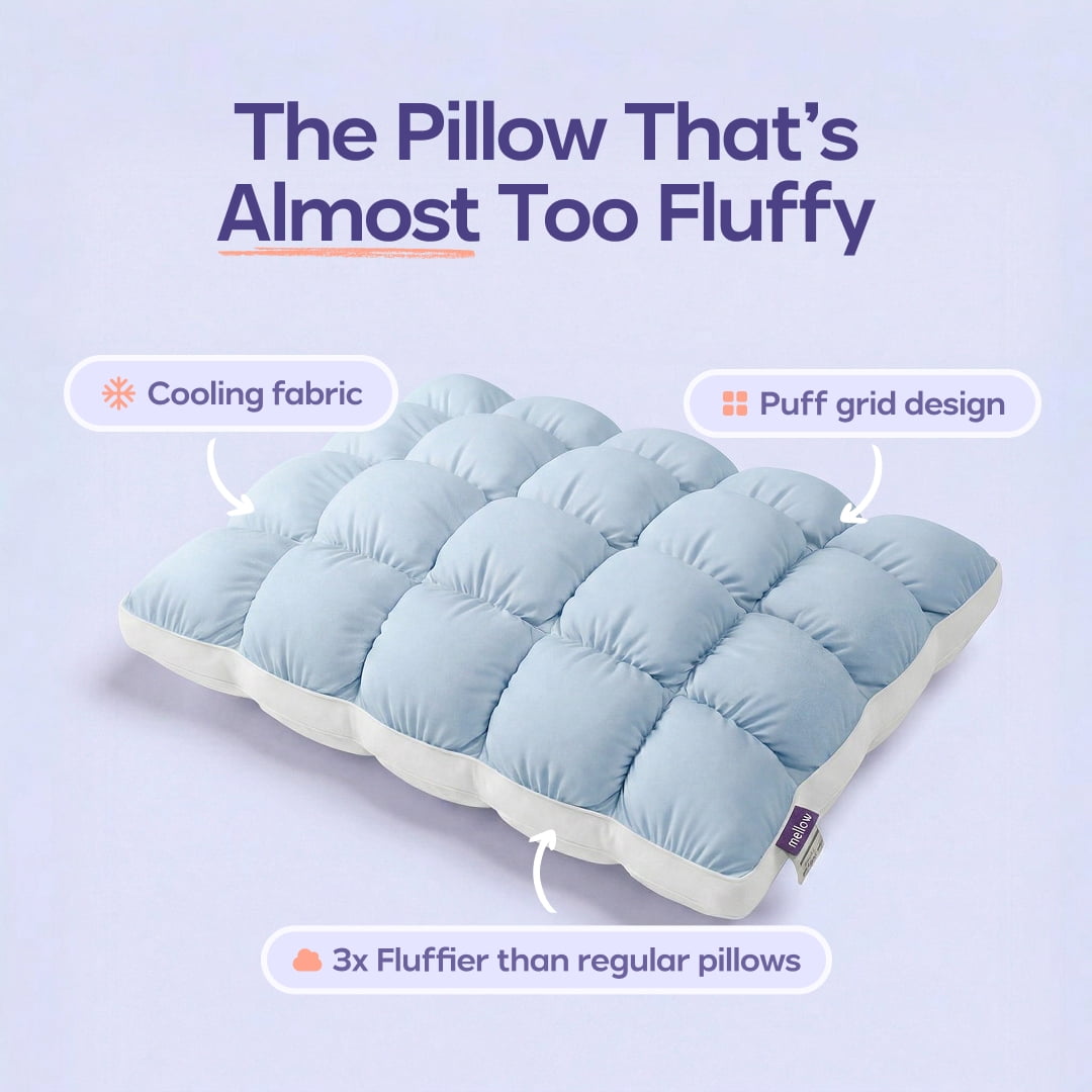 Mellow Baby Blue Puff Pillow Standard