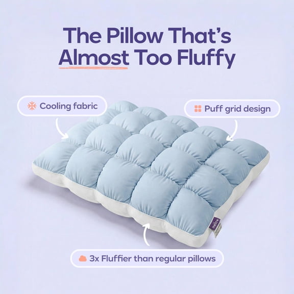 Mellow Baby Blue Puff Pillow Standard