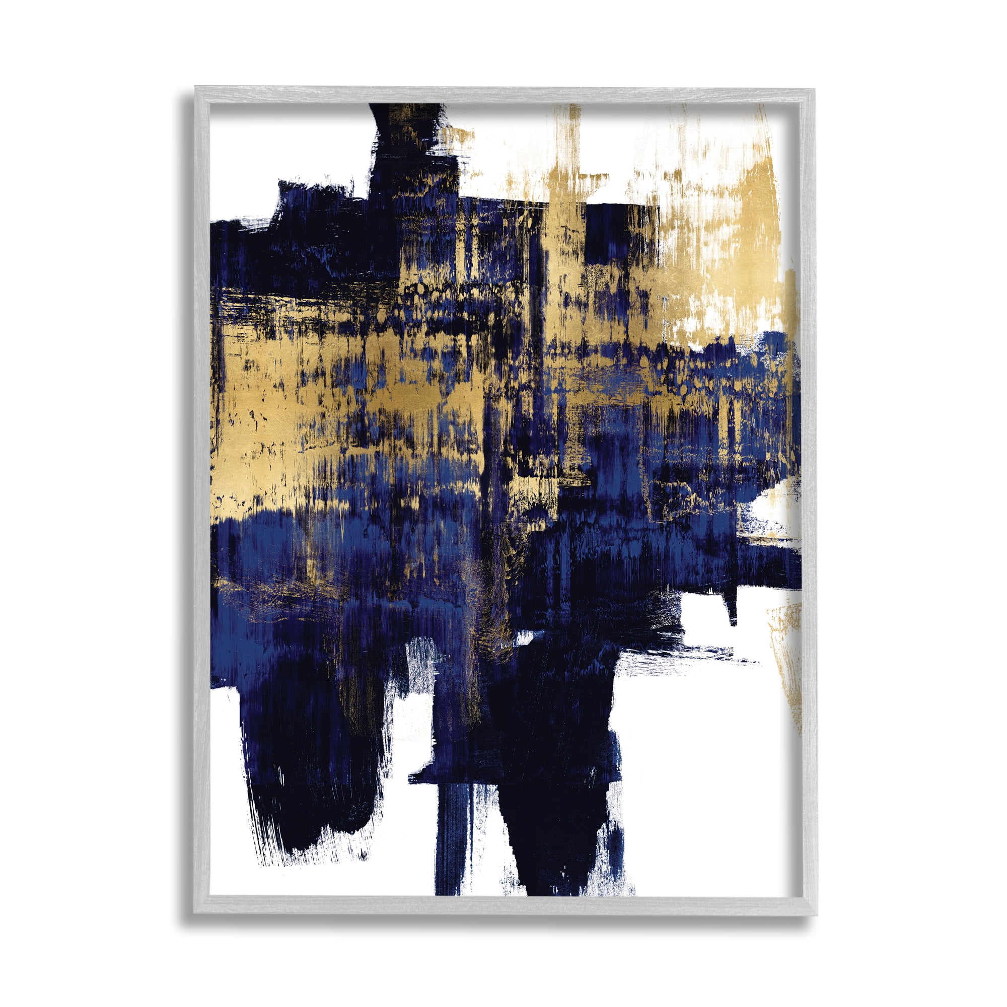 Stupell Industries Mellow Blue Gold Brush Stroke Abstract,11 x 14,Designed by Alex Wise