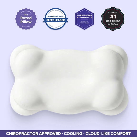 Mellow Cloud Alignment Pillow Ergonomic Support for Neck & Spinal Alignment, Dual Height, Adjustable Fill, Machine Washable Cover