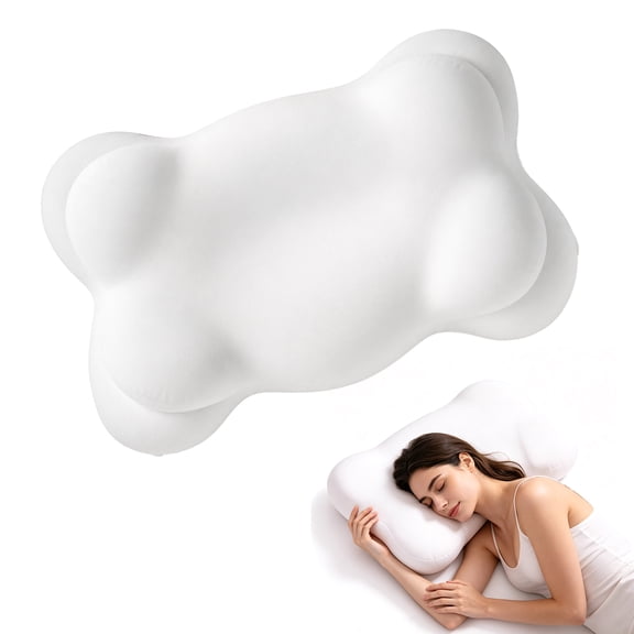 Mellow Cloud Sleep Pillow Memory Foam, Ergonomic Alignment Support, White