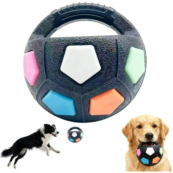 The Mellow Dog Calming Ball with Handle,Dog Toy Ball with Handle,Squeaky Floating Rubber Balls,Interactive Balls for Dogs Playing, Interactive Pet Toy for Water Play,Training & Outdoor Games (Black)