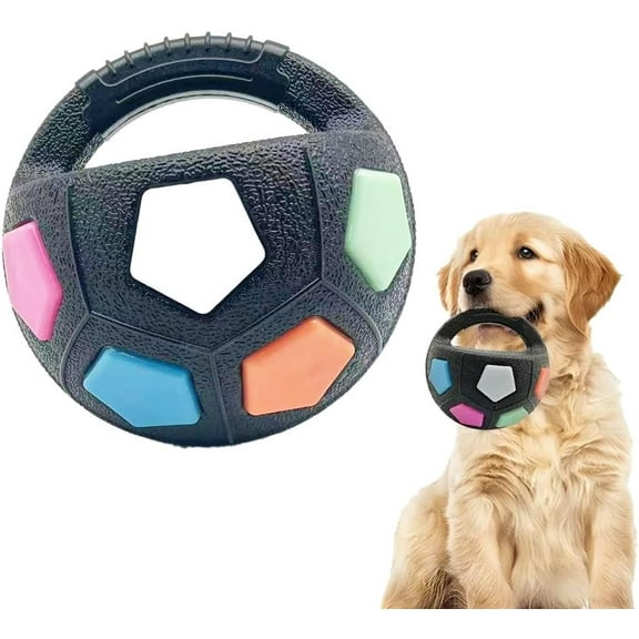Animal Dog Soccer Ball Durable TPR,Comes with Handles, Makes A Squeaking Sound, Interactive and Fun Gameplay, Waterproof, Suitable for Outdoor Use with Dogs.