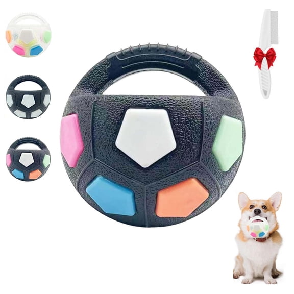 Mellow Dog Calming Ball, Interactive Dog Toy Soccer Ball with Handles, Squeaky Rubber Balls, For Interactive Play