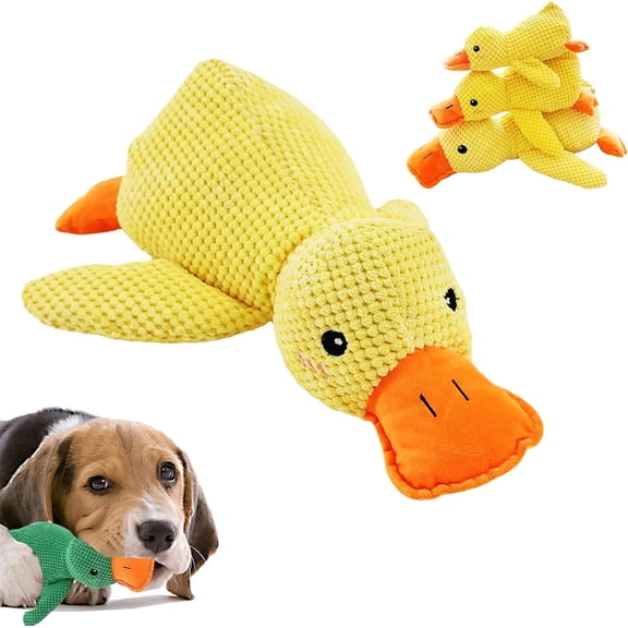Dog Calming Duck,Indestructible Chew Toy for Aggressive Chewers,Durable Machine-Washable Soft Fabric with Quacking Sound,Reinforced Sewing for Long-Lasting Interactive Play