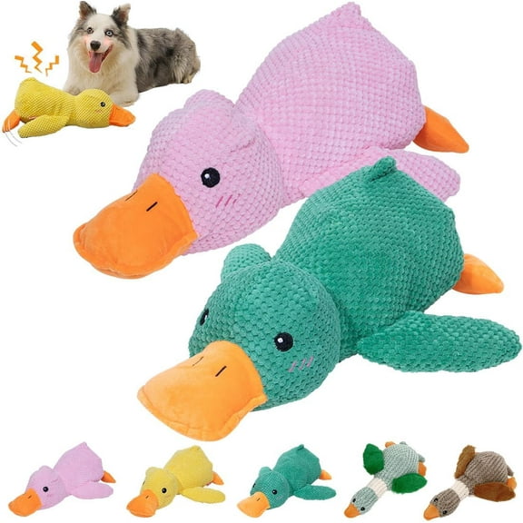 The Mellow Dog Calming Duck, The Mellow Dog Duck Toy, Zentric Quack-Quack Duck Dog Toy, Quack Quack Duck Dog Toy, Cute No Stuffing Duck with Soft Squeaker for Indoor Small Dog
