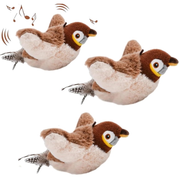 The Mellow Dog Calming Sparrow, Calming Sparrow Toy with Chirping Sound, Interactive Chirping Flapping Bird Toy with Removable Shell, Dogs Cat with Removable Shell (3pcs)