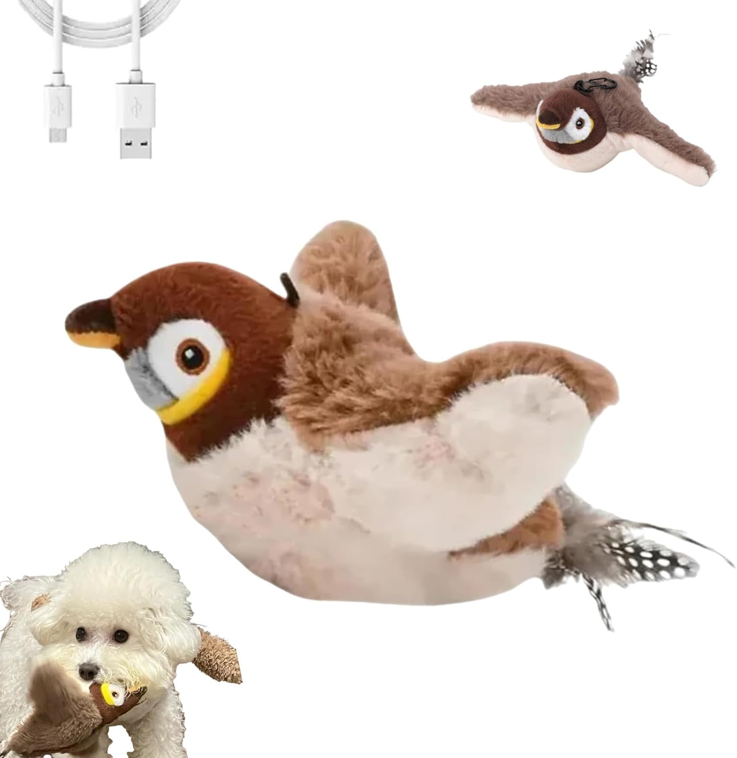 The Mellow Dog Calming Sparrow, Calming Sparrow Toy with Chirping Sound ...