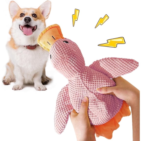 Mellow Dog Duck Toy – 18″×15″ Large Soothing Pink Calming Duck with Quack Sound, Comfort for Dogs, Indoor Pet Toy
