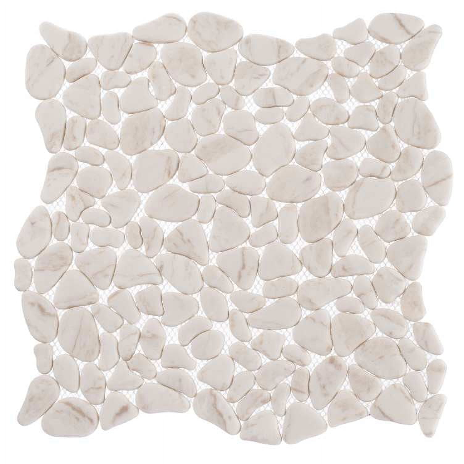 Peace White Recycled Glass Pebble Mosaic Tile Sheet