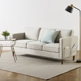 thumbnail image 1 of Mellow Hana Modern Upholstered Linen Fabric Sofa with Armrest Pockets, Sand Grey Beige, 1 of 9