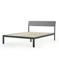 thumbnail image 1 of Mellow KERA Metal & Wood Platform Bed Frame with Upholstered Angled Headboard, King, Black, 1 of 11