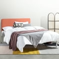 thumbnail image 1 of Mellow Kert Metal Platform Bed with Fabric Headboard and Rounded Legs, Sunset Coral, King, 1 of 8