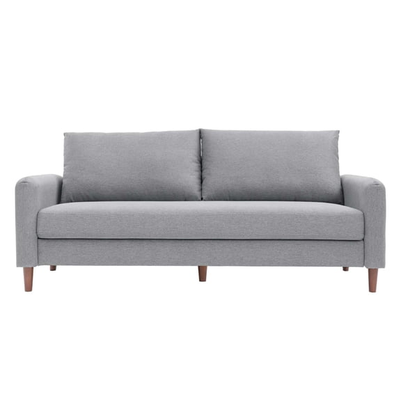 Mellow MAE Mid-Century Modern Curved Arm Sofa with Solid Wood Legs, Light Grey