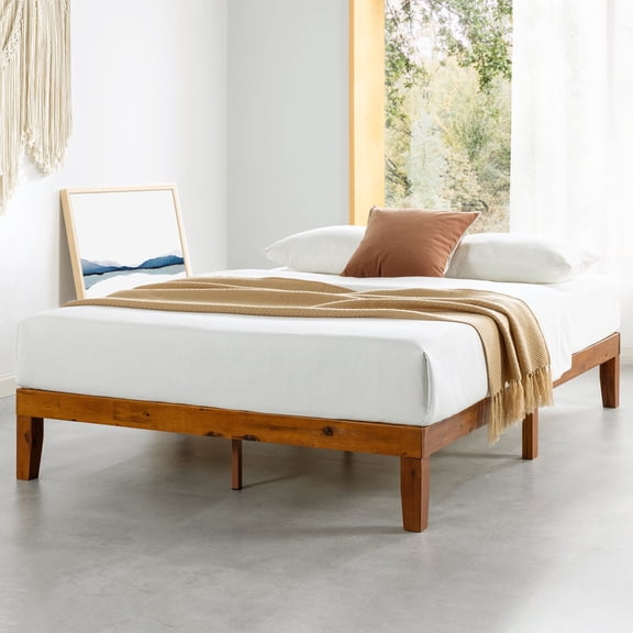 Best Price Mattress Naturalista Classic 12" Solid Wood Platform Bed with Wooden Slats, King, Cherry