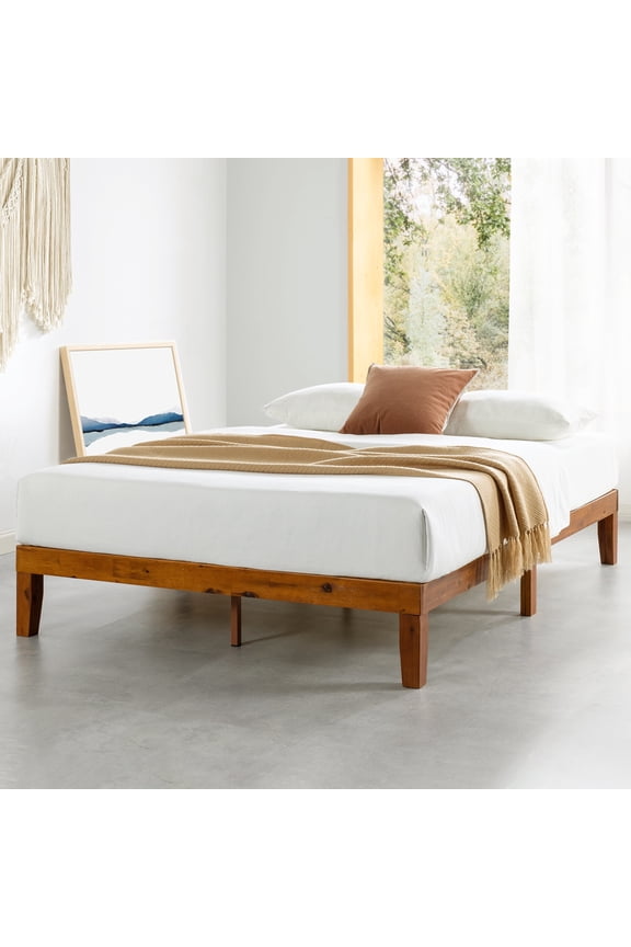 Naturalista Classic 12" Solid Wood Platform Bed with Wooden Slats, Queen, Cherry