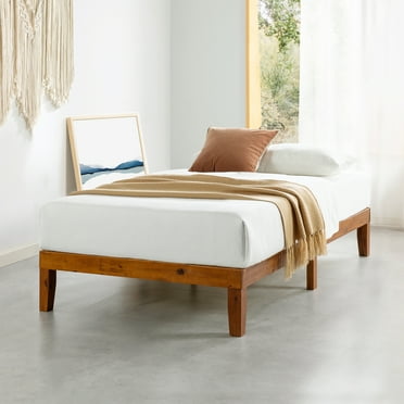 Mellow Naturalista Classic 12" Solid Wood Platform Bed with Wooden Slats, Twin, Cherry