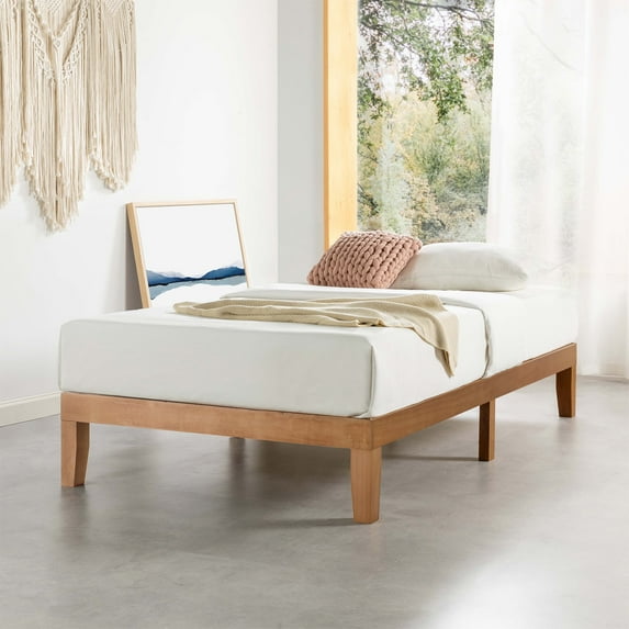 Best Price Mattress Naturalista Classic 12" Solid Wood Platform Bed with Wooden Slats, Twin XL, Natural Pine