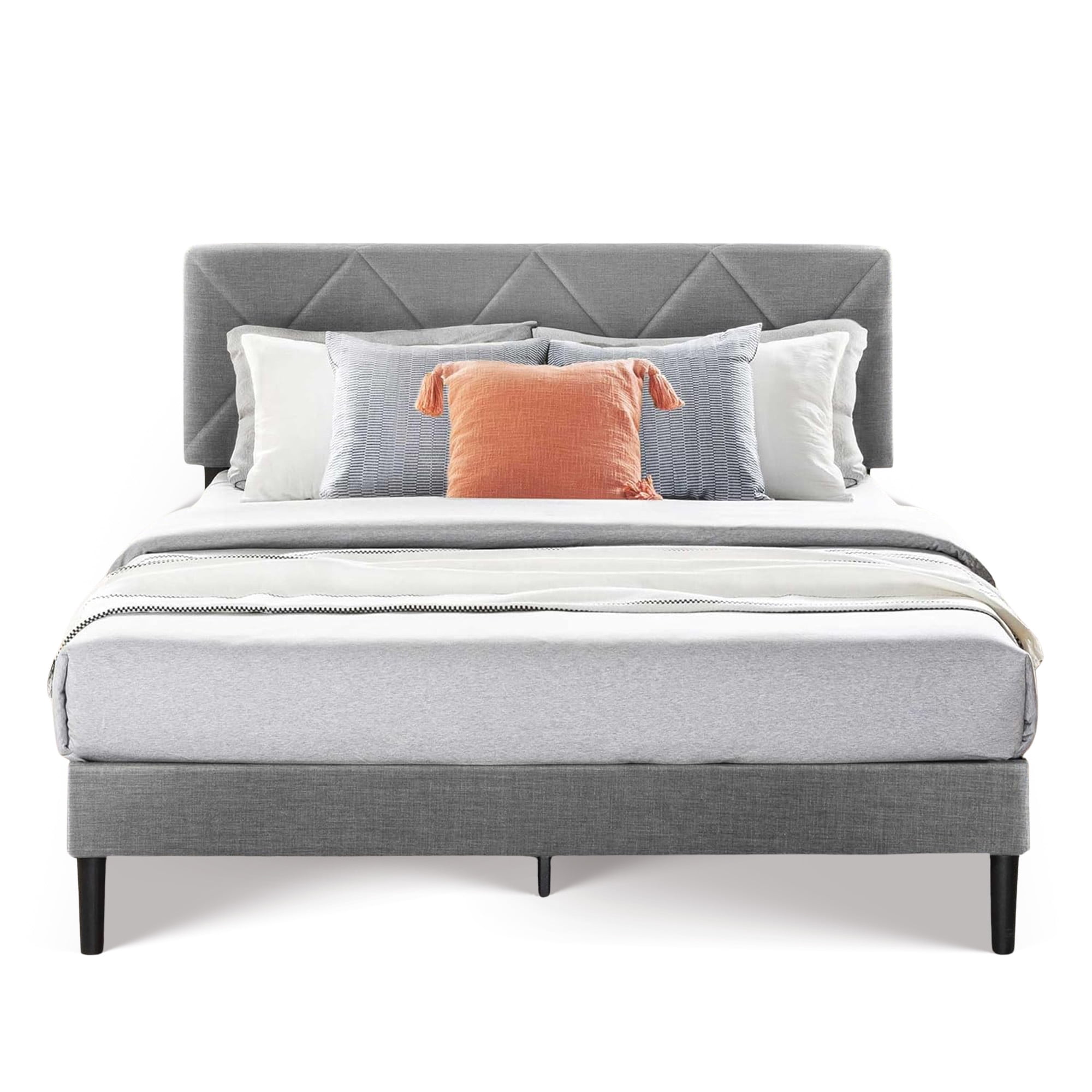 Mellow Olena Upholstered Platform Bed Frame with Diamond Channel Tufted Headboard, Queen