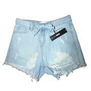 Mellow Out Drawstring Ripped Junior Denim Shorts Light Wash size 3