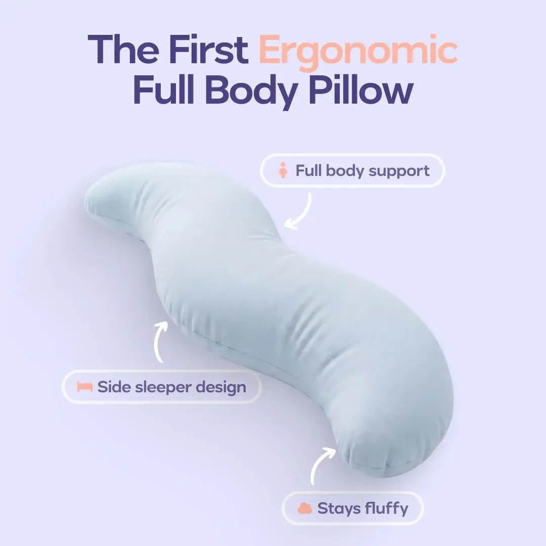 Mellow Sleep | BodyAlign Pillow - Full Body Ergonomic Support Pillow for Back, Belly, Hips & Legs, Cooling Side Sleeper Pillow for Pregnancy, Maternity & Body Pain Relief
