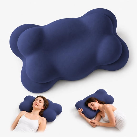 Mellow Sleep Pillow Cloud Pillow, Ergonomic Memory Foam Cervical Support with Dual Height 3 Zone Contour Design for Side, Back & Stomach Sleepers, Breathable Washable Cover, White WWSOGQH