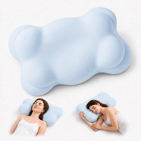Mellow Sleep Pillow Cloud Pillow, Ergonomic Memory Foam Cervical Support with Dual Height 3 Zone Contour Design for Side, Back & Stomach Sleepers, Breathable Washable Cover, White WWSOGQH