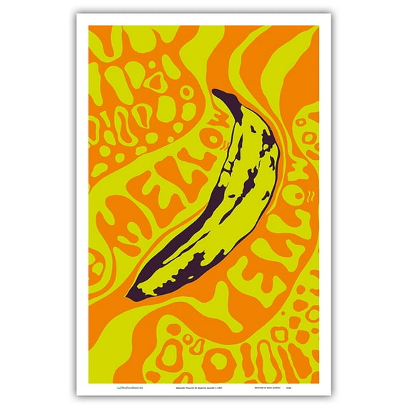 Mellow Yellow - Banana - Vintage Psychedelic Pop Art by Martin Jacobs c.1967 - Master Art Print (Unframed) 12in x 18in