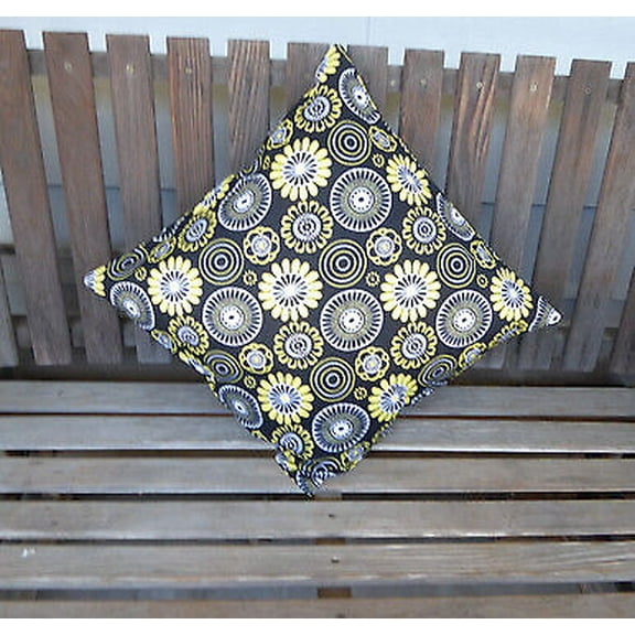 Mellow Yellow Decorative Pillow 18in Square Cotton Fabric and Mad...