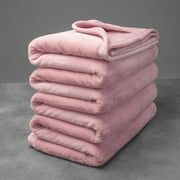 Mellowdy Extra Thick Hearty Plush Blanket - 500GSM Twin/Full Warm Blanket for Winter, Fall, Couch, Bed (Brushed Pink, 60x80 inches)