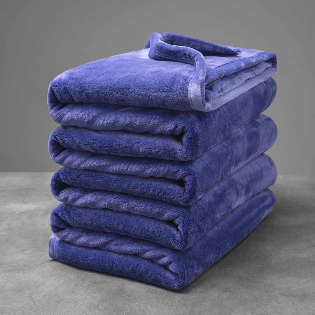 Mellowdy Extra Thick Hearty Plush Blanket - 500GSM Twin/Full Warm Blanket for Winter, Fall, Couch, Bed (Violet Purple, 60x80 inches)