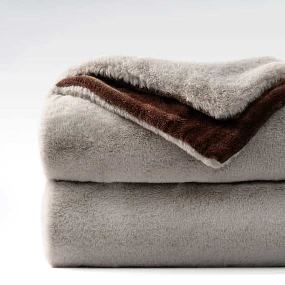 Mellowdy Faux Rabbit Fur Throw Blanket (Dark Brown, 50x60 inches) - Luxury, Silky, Fluffy Throw