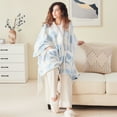 thumbnail image 1 of Mellowdy Ulazy Wearable Blanket with Pockets, Poncho Shawl Blanket Ruana for Adults (Winter Blue Check), 1 of 6