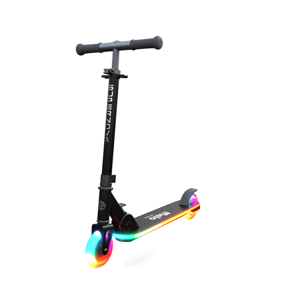 Melo Supernova Kick Scooter Kids Folding LED Light-Up Scooter with Adjustable Handlebars, Aluminum Frame & Rear Foot Brake, Ages 5+