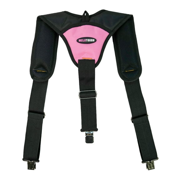 MeloTough Construction Heavy Duty Women Work Suspender 3 PointTool Belt Suspenders (3 Point Clip with Pink Color)