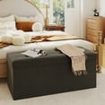 thumbnail image 1 of Melocadol 43.5 Inches Foldable Storage Ottoman Bench, End of Bed Foot Rest Stool with Padded Seat, Bedroom Bench with Hidden Storage, for Living Room, Entryway, Support 660lbs, Dark Gray, 1 of 4