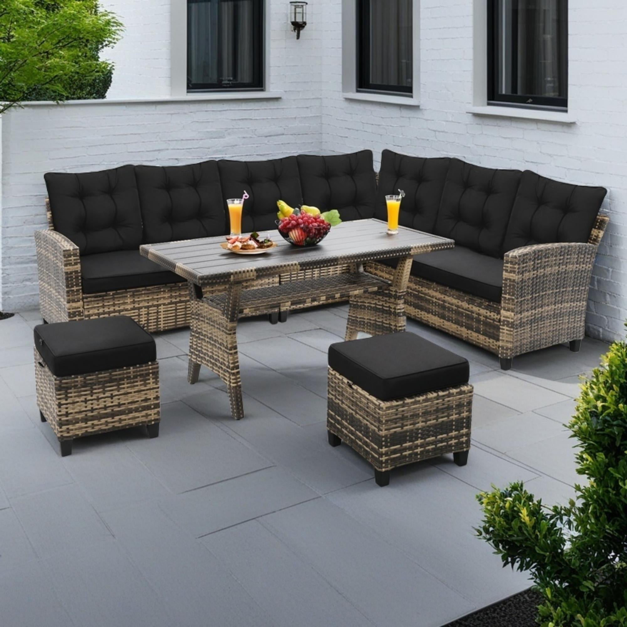 Melocadol 6 Piece Patio Sectional Set, Outdoor Conversation Furniture ...