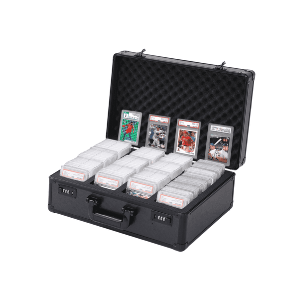 Melocadol Graded Sports Card Storage Box Case, 160+ Capacity Toploader Storage Box with Water Resistance, Secure Combination Lock, for PSA BGS Slabs, Black