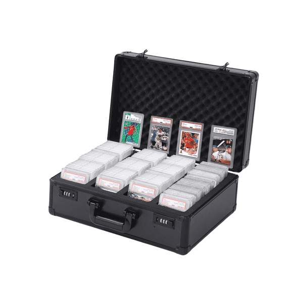 Melocadol Graded Sports Card Storage Box Case, 160+ Capacity Toploader Storage Box with Water Resistance, Secure Combination Lock, for PSA BGS Slabs, Black