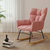 Melocadol Rocking Chair Nursery, Glider Rocker Rocking Accent Chair Padded Seat with High Backrest, Anti-Tip Safety Design, 440 Lb Weight Capacity, Comfy Armchair for Living Room Bedroom Office, Pink