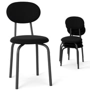 Melocadol Stackable Dining Chairs Set of 4, Modern Upholstered Dining Chairs with Comfortable Padded Seating, Steel Frame with 400 Lb. Capacity, Space Saving, for Kitchen, Dining Room, Black